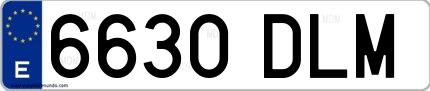 Ejemplo de matrícula española 6630 DLM