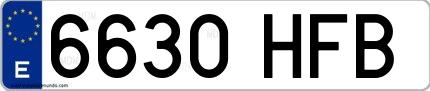 Ejemplo de matrícula española 6630 HFB