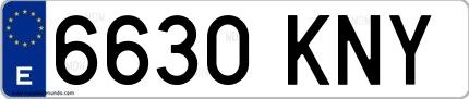 Ejemplo de matrícula española 6630 KNY