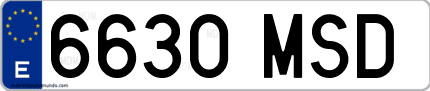 Ejemplo de matrícula de coche ordinaria 6630 MSD