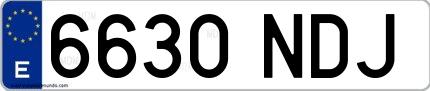 Ejemplo de matrícula española 6630 NDJ