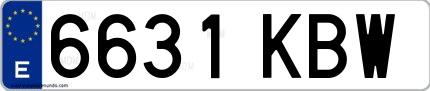 Ejemplo de matrícula española 6631 KBW