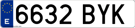 Ejemplo de matrícula de coche ordinaria 6632 BYK