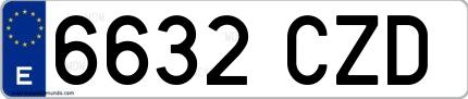 Ejemplo de matrícula española 6632 CZD
