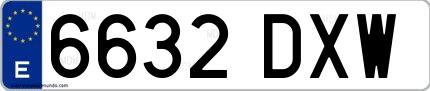 Ejemplo de matrícula española 6632 DXW