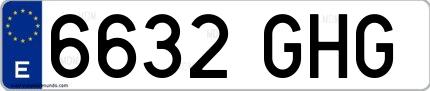 Ejemplo de matrícula española 6632 GHG