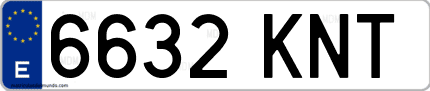 Ejemplo de matrícula de coche ordinaria 6632 KNT