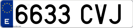 Ejemplo de matrícula de coche ordinaria 6633 CVJ
