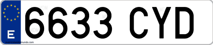 Ejemplo de matrícula de coche ordinaria 6633 CYD
