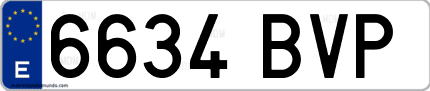 Ejemplo de matrícula de coche ordinaria 6634 BVP