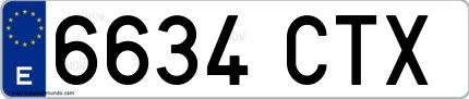 Ejemplo de matrícula española 6634 CTX