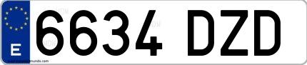 Ejemplo de matrícula española 6634 DZD