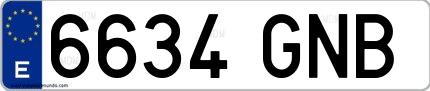 Ejemplo de matrícula española 6634 GNB
