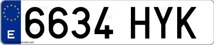 Ejemplo de matrícula española 6634 HYK