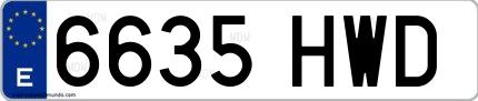 Ejemplo de matrícula española 6635 HWD