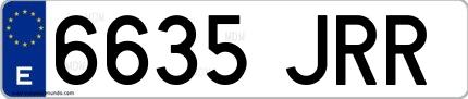 Ejemplo de matrícula española 6635 JRR