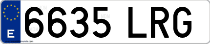 Ejemplo de matrícula de coche ordinaria 6635 LRG