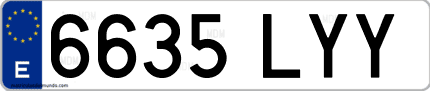 Ejemplo de matrícula de coche ordinaria 6635 LYY