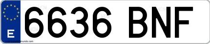 Ejemplo de matrícula española 6636 BNF