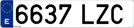 Ejemplo de matrícula española 6637 LZC