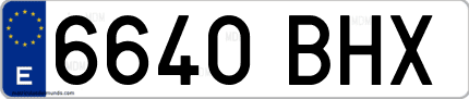 Ejemplo de matrícula de coche ordinaria 6640 BHX