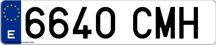 Ejemplo de matrícula de coche ordinaria 6640 CMH