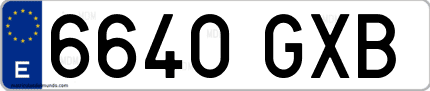 Ejemplo de matrícula de coche ordinaria 6640 GXB