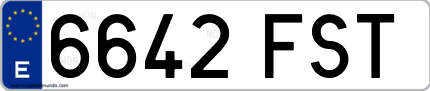 Ejemplo de matrícula de coche ordinaria 6642 FST