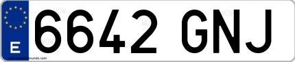 Ejemplo de matrícula española 6642 GNJ