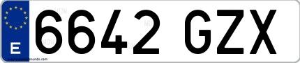 Ejemplo de matrícula española 6642 GZX