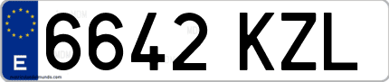 Ejemplo de matrícula de coche ordinaria 6642 KZL