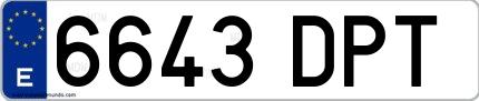 Ejemplo de matrícula española 6643 DPT