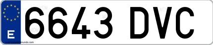 Ejemplo de matrícula española 6643 DVC