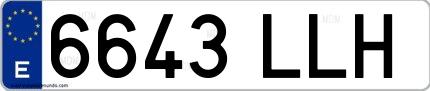 Ejemplo de matrícula española 6643 LLH