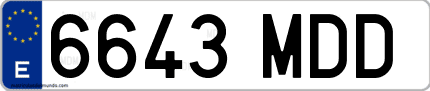 Ejemplo de matrícula de coche ordinaria 6643 MDD