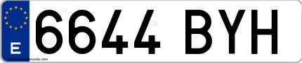 Ejemplo de matrícula de coche ordinaria 6644 BYH