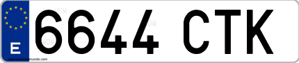 Ejemplo de matrícula de coche ordinaria 6644 CTK