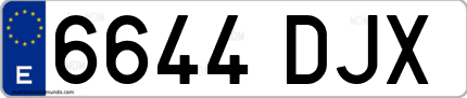 Ejemplo de matrícula de coche ordinaria 6644 DJX