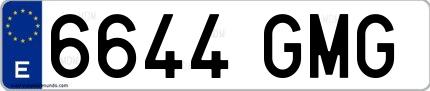 Ejemplo de matrícula española 6644 GMG