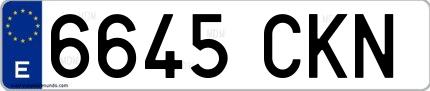 Ejemplo de matrícula española 6645 CKN