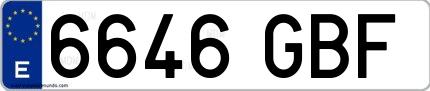 Ejemplo de matrícula española 6646 GBF