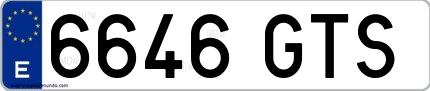 Ejemplo de matrícula española 6646 GTS