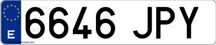 Ejemplo de matrícula de coche ordinaria 6646 JPY