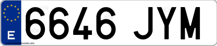 Ejemplo de matrícula de coche ordinaria 6646 JYM