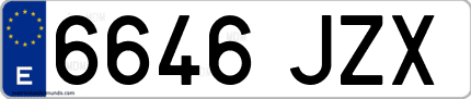 Ejemplo de matrícula de coche ordinaria 6646 JZX