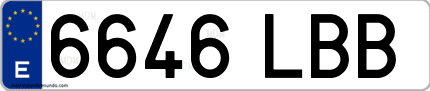 Ejemplo de matrícula de coche ordinaria 6646 LBB