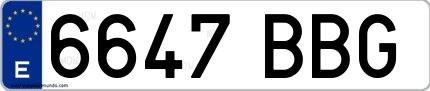 Ejemplo de matrícula española 6647 BBG
