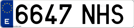 Ejemplo de matrícula de coche ordinaria 6647 NHS