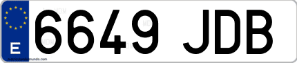 Ejemplo de matrícula de coche ordinaria 6649 JDB