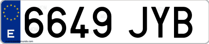 Ejemplo de matrícula de coche ordinaria 6649 JYB